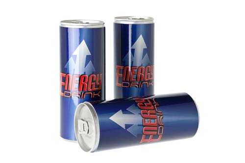 3 generic energy drink cans