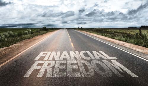 "Financial Freedom" written on a road