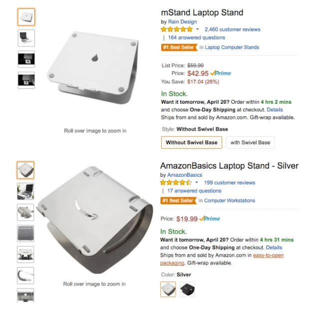 Amazon basics laptop stand