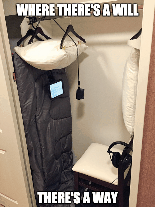 closet podcasting studio