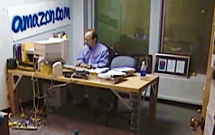 Jeff Bezos in office circa 1999