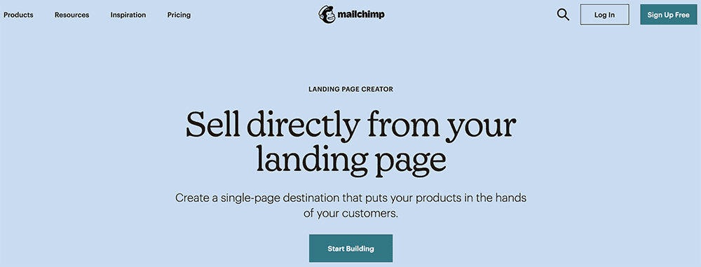 Mailchimp landing pages