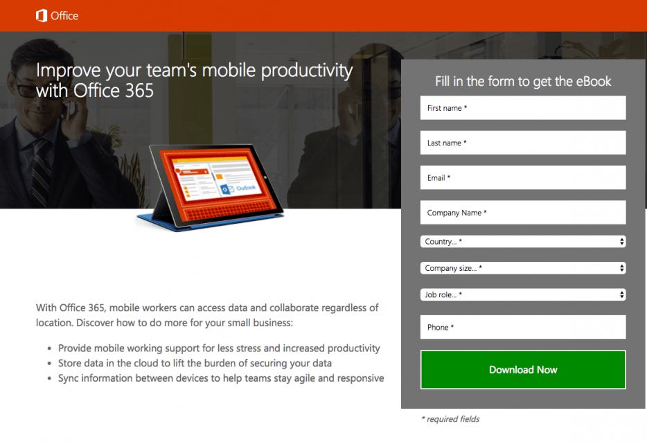 microsoft 365 landing page