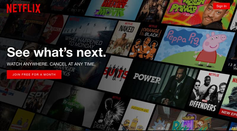 netflix landing page