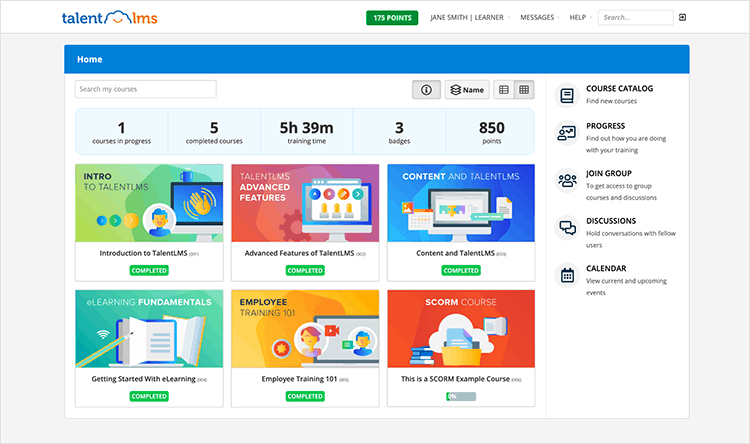 TalentLMS dashboard