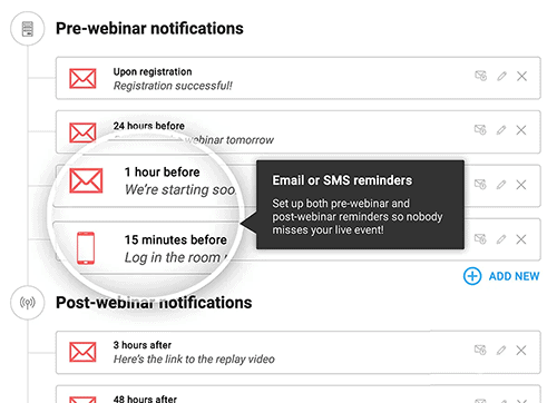 WebinarJam email and sms system